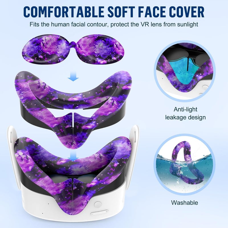 ms cleo Silicone Cover Set Compatible with Meta/Oculus Quest 3s Accessories, Silicone Face Cover, Controller Grip Cover, Camera Lens Protector, VR Shell Cover, Protective Lens Cover, Not Fit Quest 3 - Image 5